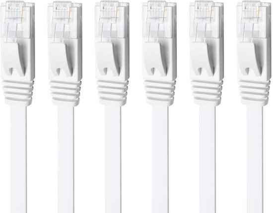 YACSEJAO Intrekbare Cat6 Ethernet-kabel – 2 Meter, Plat, 10 Gbps, Afgeschermd, Met Terugrolknop