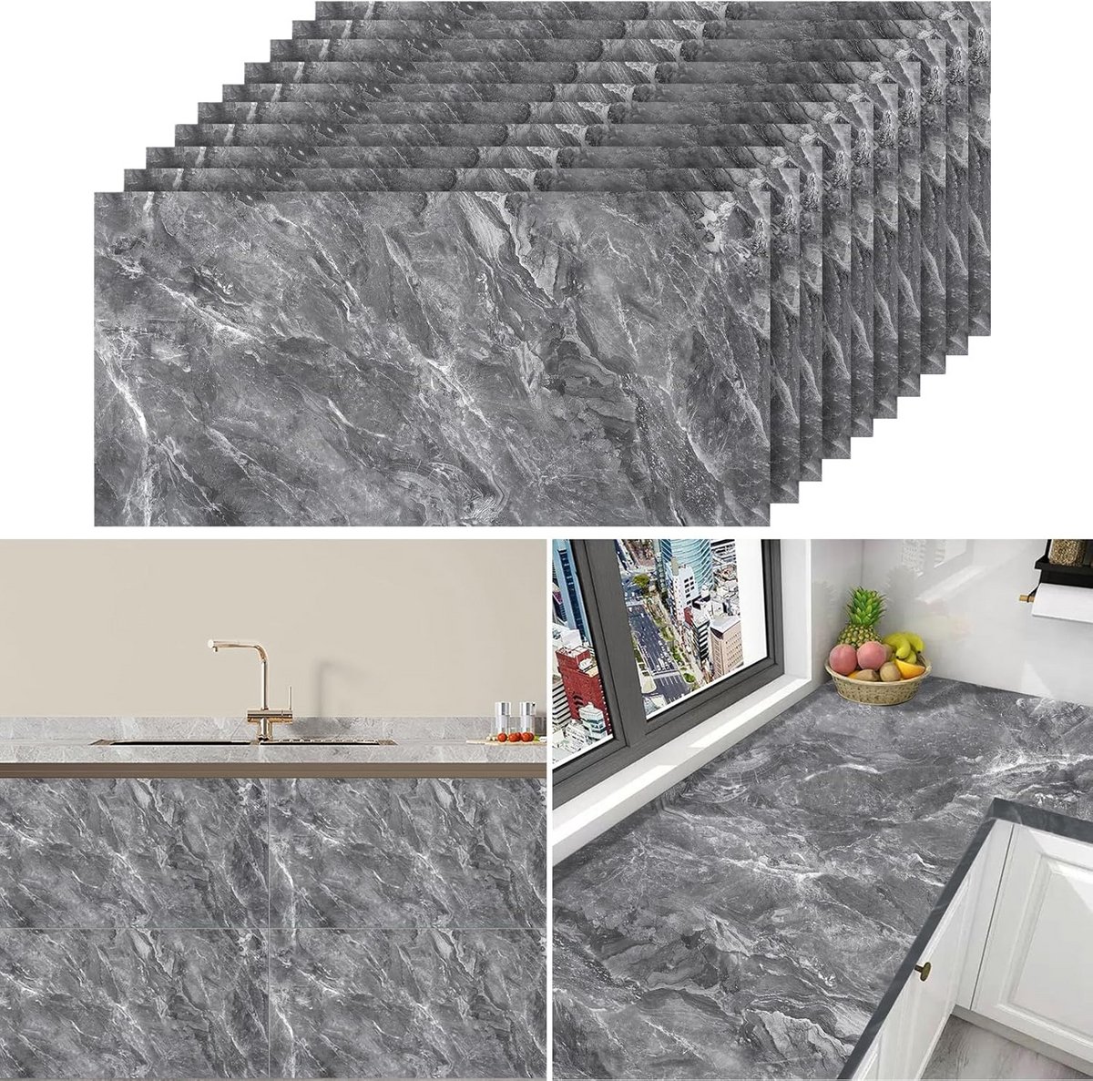 Zelfklevende Wandtegels Marmerlook 60x30cm (10 Stuks) - Waterdicht en Krasbestendig