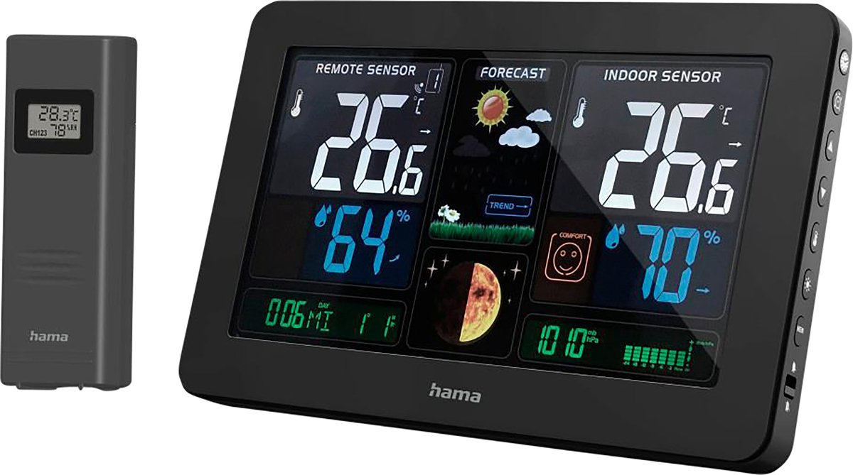 Hama Weerstation Premium Met Led-kleurendisplay En USB-oplaadfunctie