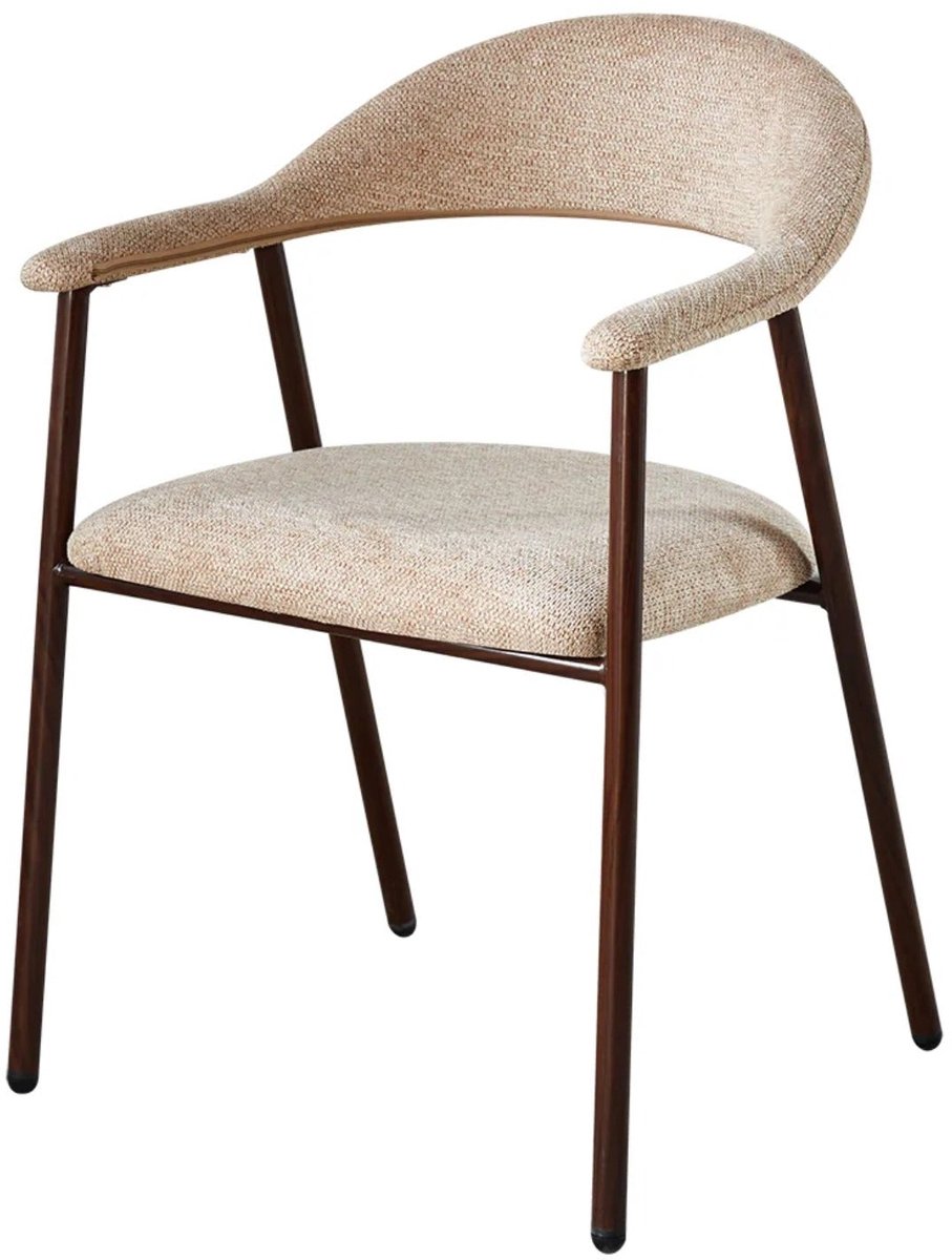 SET DEAL: 4 stuks Eetkamerstoel Japandi bruin stof Mika walnoot japanse eetstoel minimalistisch zetel