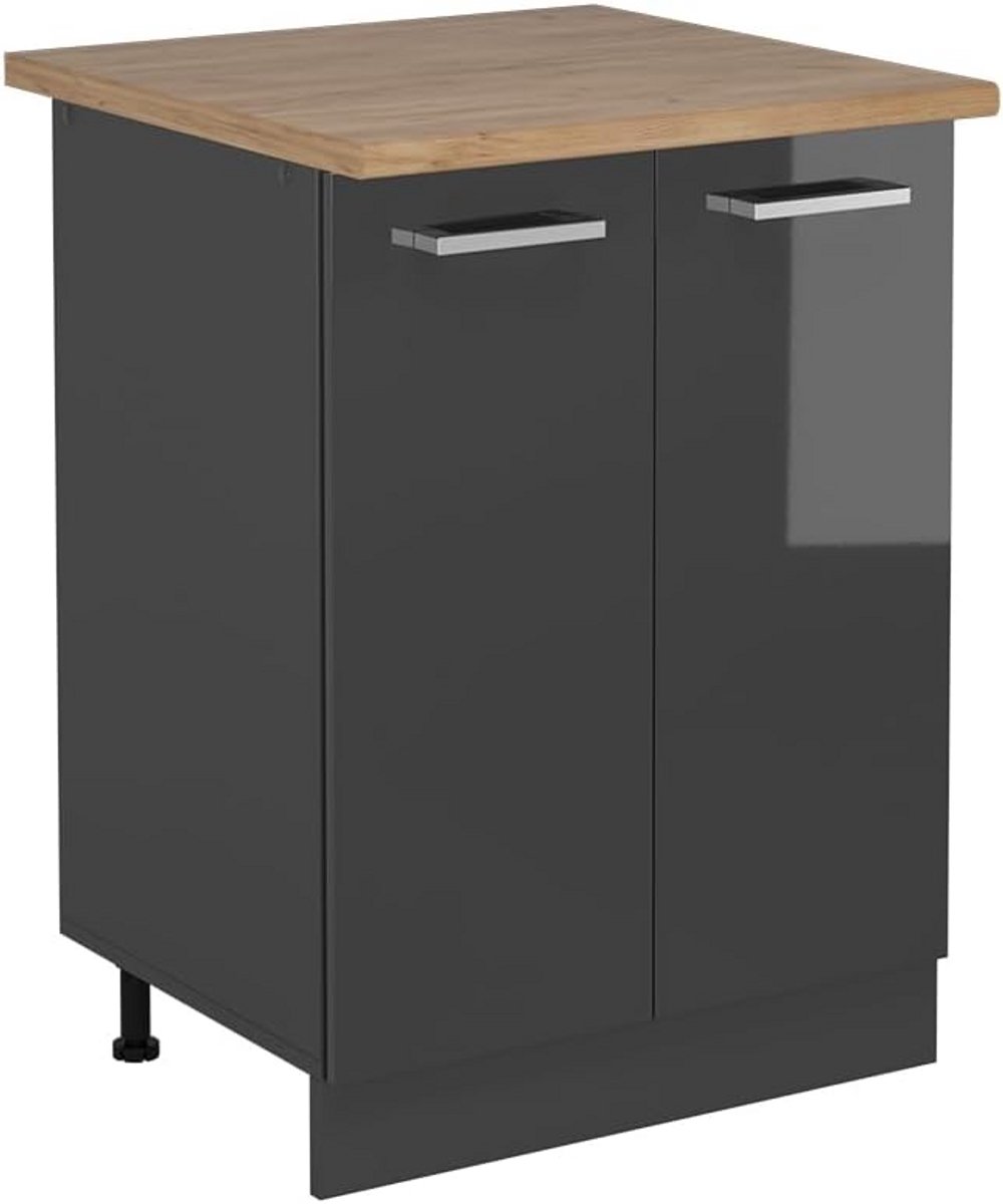 Keuken Onderkast 60 cm Antraciet Hoogglans – Modulair en Verstelbaar