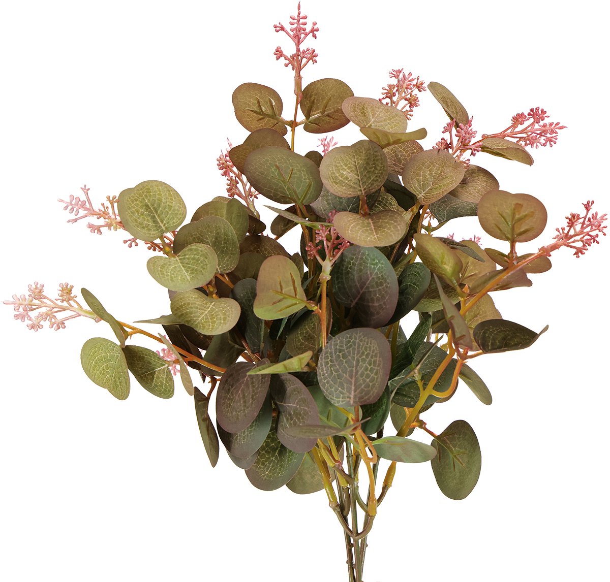 Viana Kunstmatige eucalyptustakken met roze bloemen, 45 cm, 3 stuks, 3 Stück