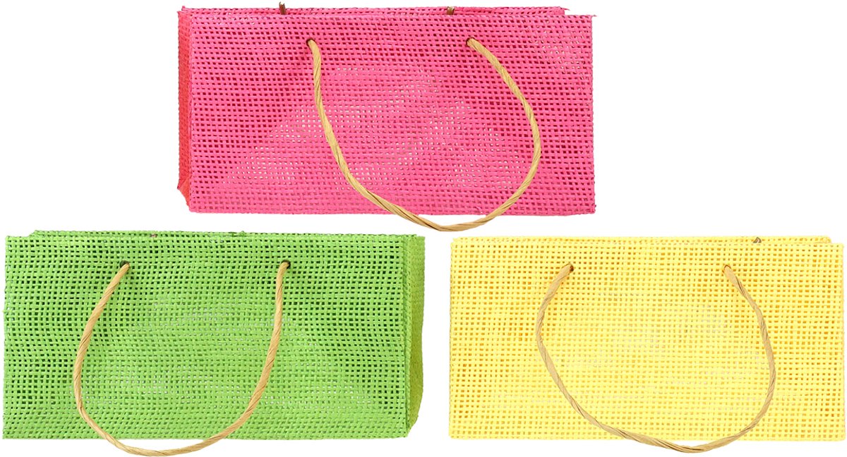Cadeauzakjes met handvatten papier geweven look kleurrijk 20×10×10cm 6