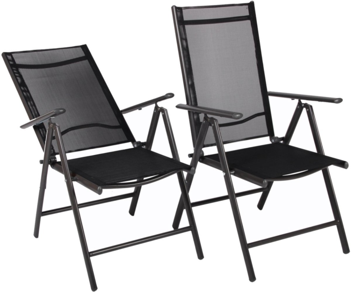 Gardington Tuinstoelen - 2 stuks - verstelbaar en opklapbaar – Antraciet