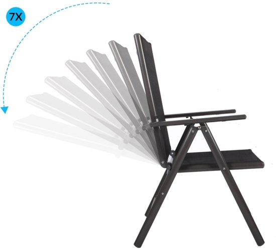 Gardington Tuinstoelen - 2 stuks - verstelbaar en opklapbaar – Antraciet van Gardington — afbeelding 3
