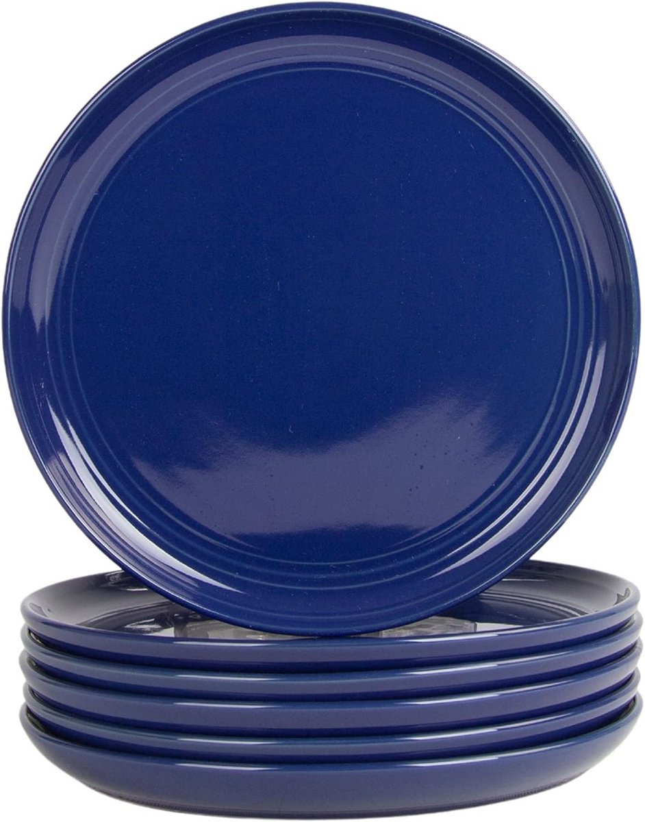 Set van 6 Saladeborden 21 cm - Kobaltblauw - Dubbele Lijn
