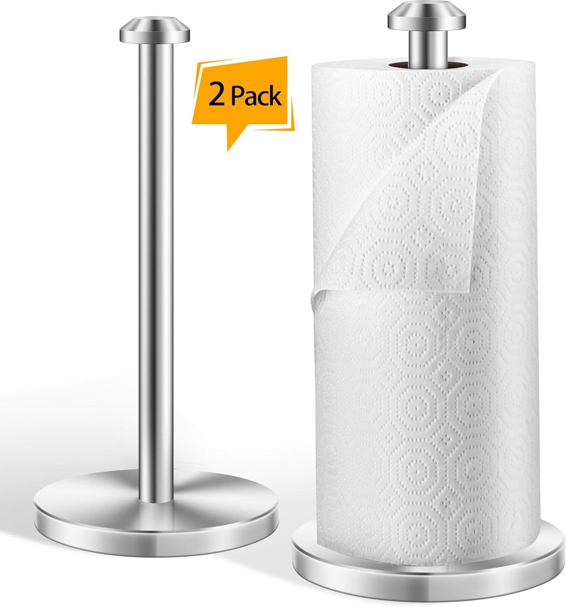 RVS Staande Keukenrolhouder voor Aanrecht - 2 Stuks Set