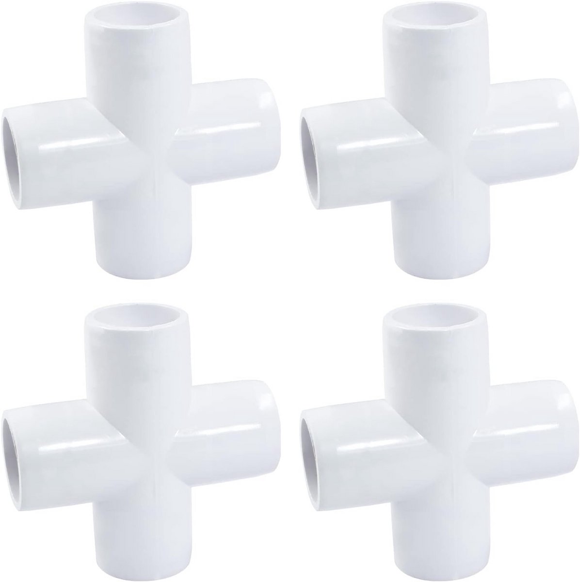 4-Weg Kruis PVC Fitting 1 Inch - 4 Stuks Pijpverbindingen voor Constructies