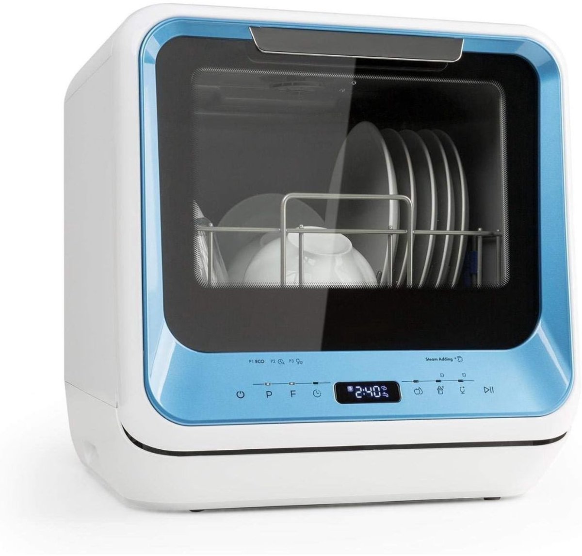 Ren Mini Vaatwasser Vaatmachine met 6 Wasprogramma's- Blauw- 53cm x 55cm x 55cm