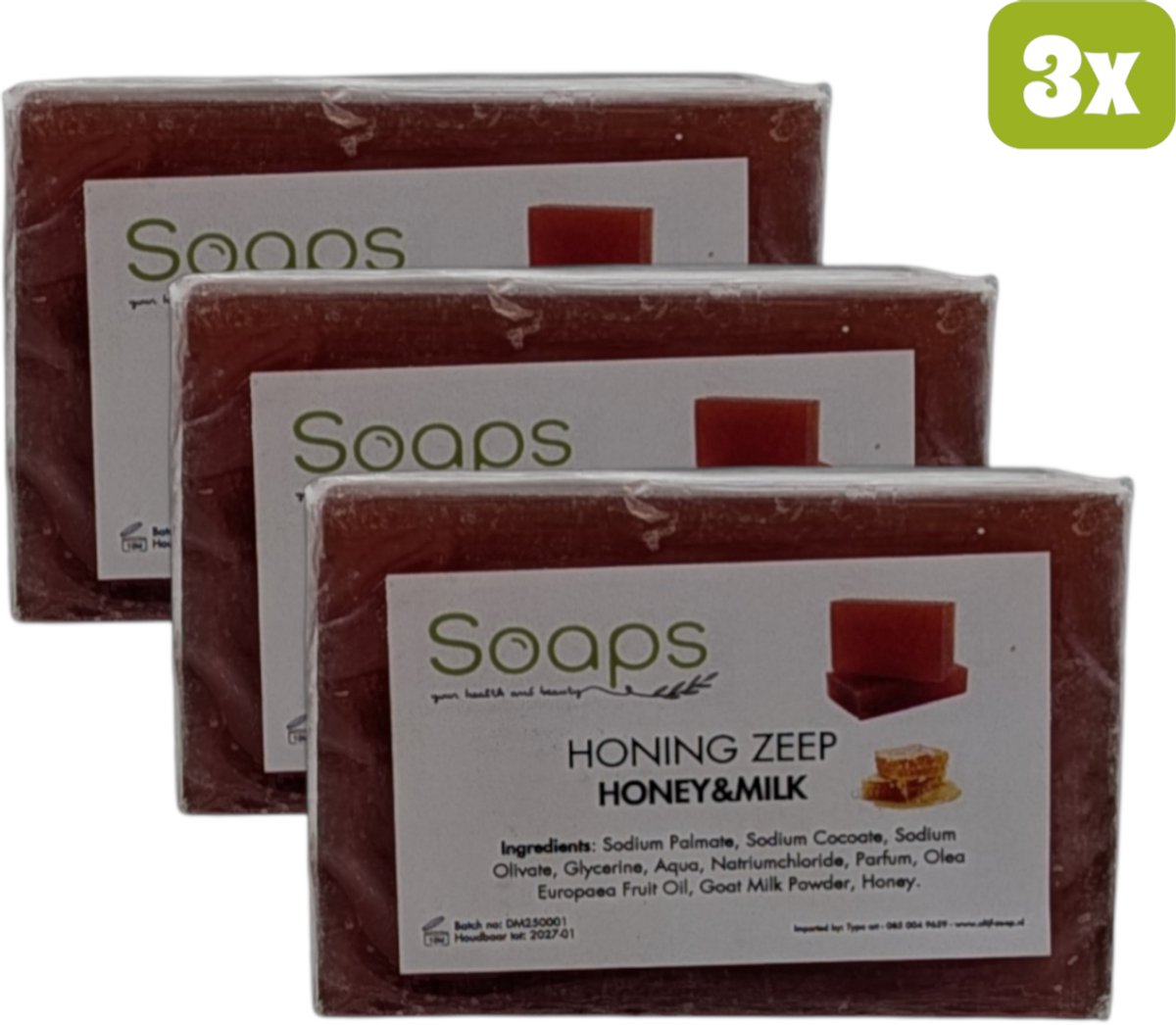 3x Honing & Melk Zeep met Geitenmelk en Olijfolie – Natuurlijke, Voedende en Hydraterende Badzeep voor een Zachte en Stralende Huid