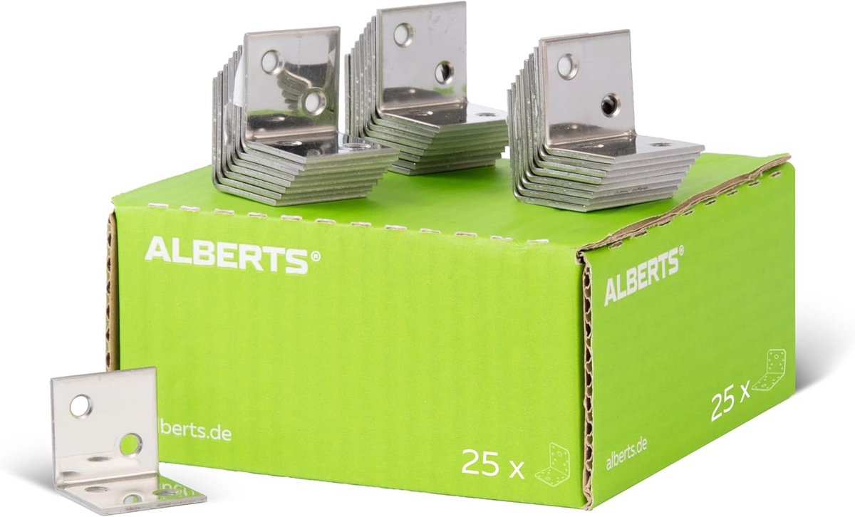 Versterkingshoeken RVS 30x30x30 mm Set van 25 voor Houtverbindingen