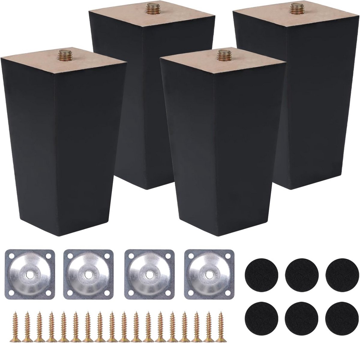 Set van 4 verticale tafelpoten Kolomtafel poten Zwart 10 cm
