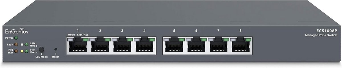 8-Poorts Gigabit PoE Switch met 55W Vermogen voor Cloud Beheer