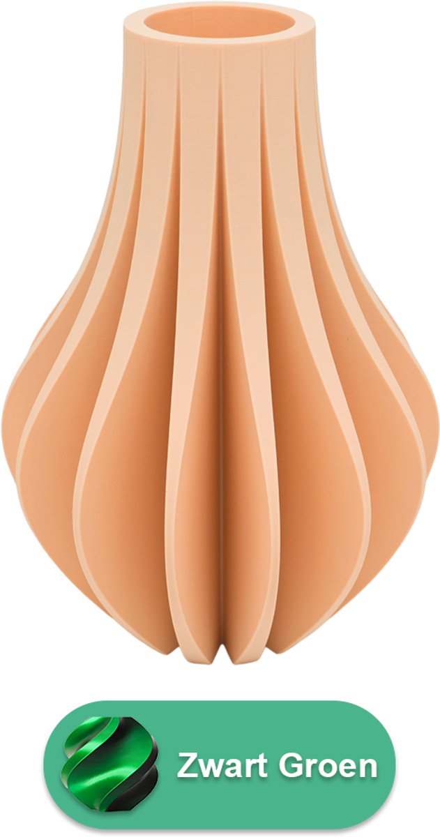Lovora Aventa design vaas – Decoratieve vaas - Zwart / Groen - 3d geprinte vaas – geschikt voor droogbloemen - 25CM