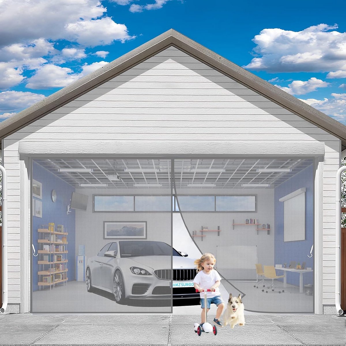 Hor voor Raam 160x220 cm Grijs - Muggenhor met Sterke Klittenband Zonder Boren