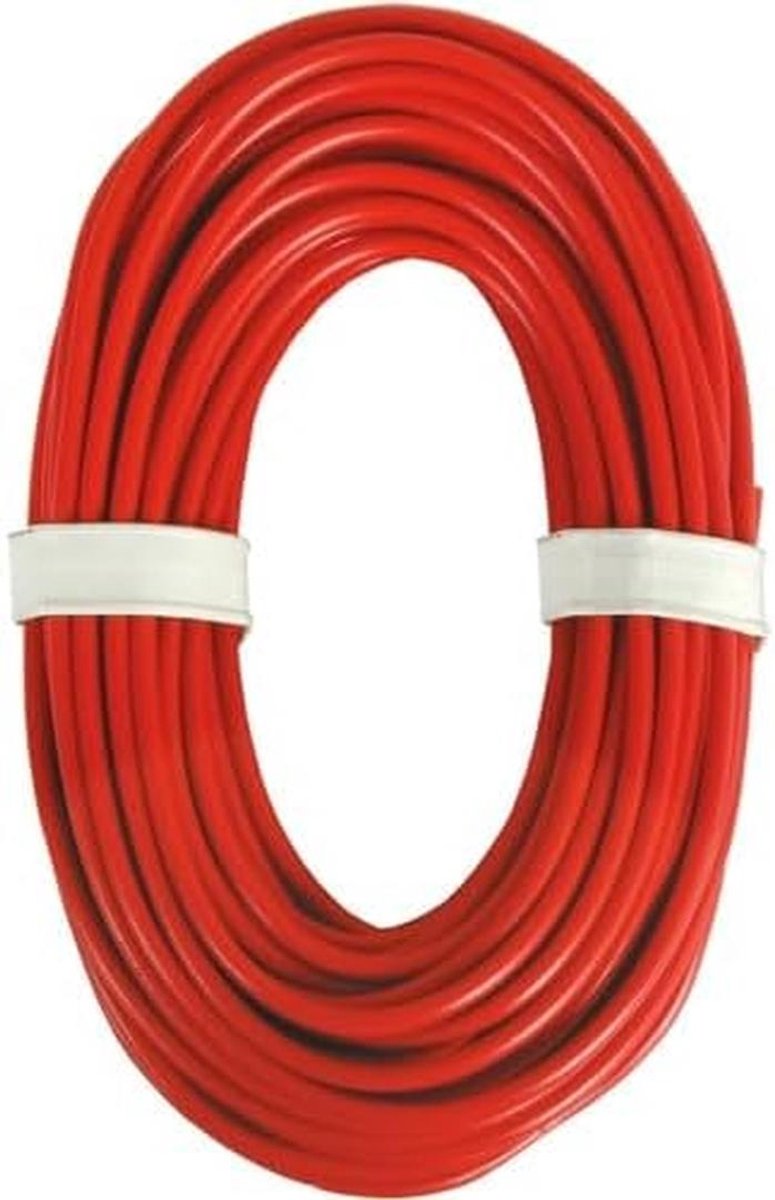Hoogstroomkabel 0,75 mm dik, 10 meter rood voor modelbaan