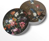 BONT | Onderzetters - 6 stuks - Oude Meesters Bloemen - Coasters - Rond - Kunst - Watervast - Interieurobject - 10cm - Kunststof