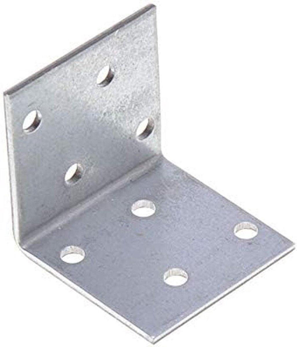 50x Hoekverbinder Geperforeerde Plaat 40x40x40 mm Versteviging Winkelhaak Verzinkt