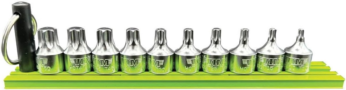 Set Inbussleutels Torx Stubby 1/4 Inch Aanzetstukken T10 t/m T50 op Magrail