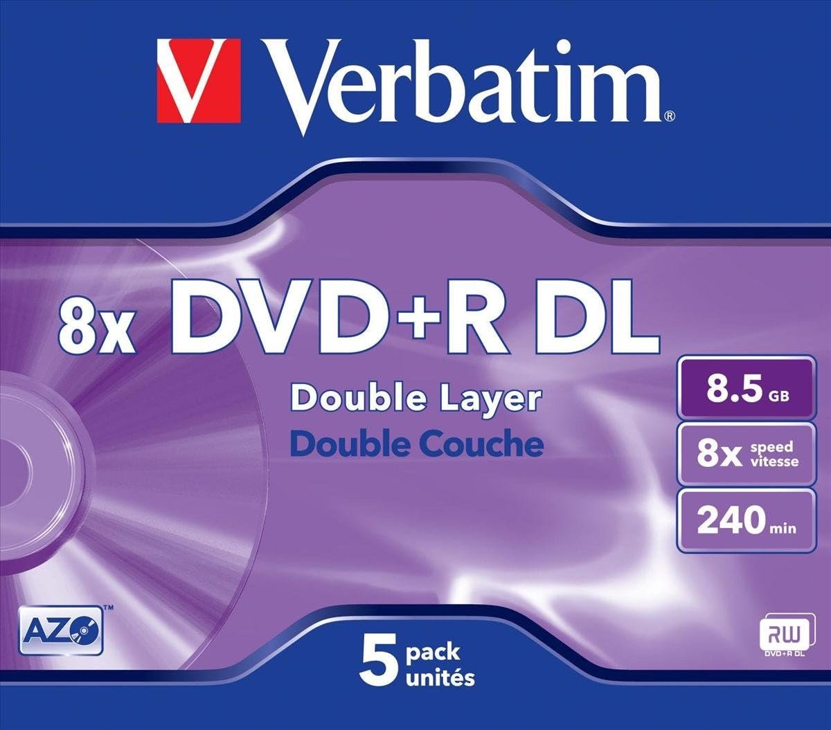 DVD+R Dubbellaags (DL) 8.5GB 8x Opname Media per 5 Stuks