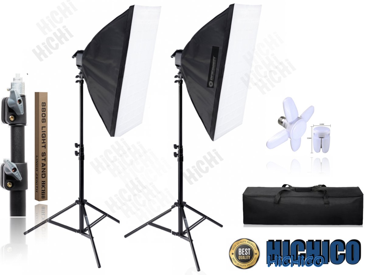HiCHiCO® Softbox Studiolampen – Studioflitser continu fotostudio-apparatuur - Softboxen Fotografie Foto Studio Verlichting Kit,,,,, 1SET/2PCS