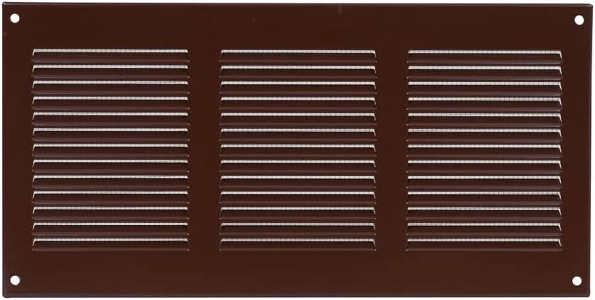 Ventilatierooster Bruin Metaal 300x150mm met Insectengaas - Wand- en Plafondrooster