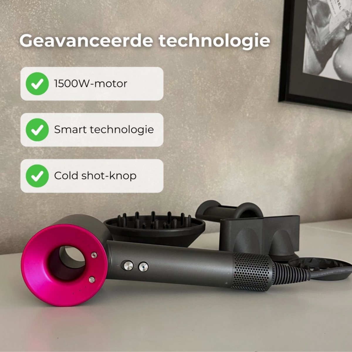 Fohn Fohnborstel met 5 Opzetstukken 1500W Antraciet - afbeelding 3