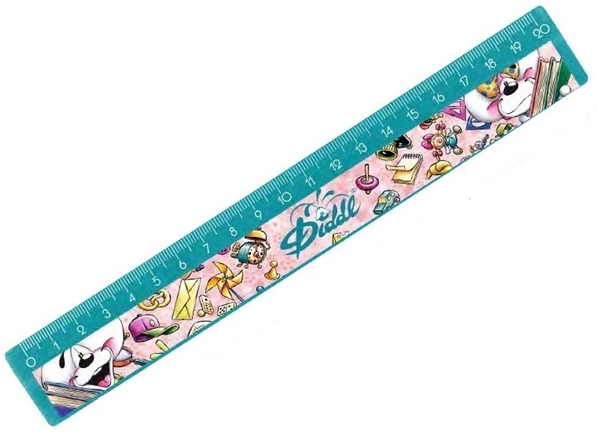 Diddl -liniaal of meetlat 20 cm - Diddl in turquoise