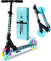 Suotu Kinderstep - 145mm Lichtgevende Wielen - Step - Speelgoed Jongens/Meisjes - Max stuurhoogte: 85 cm - Aluminium - Blauw/Zwart