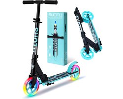 Suotu Kinderstep - 145mm Lichtgevende Wielen - Step - Speelgoed Jongens/Meisjes - Max stuurhoogte: 85 cm - Aluminium - Blauw/Zwart