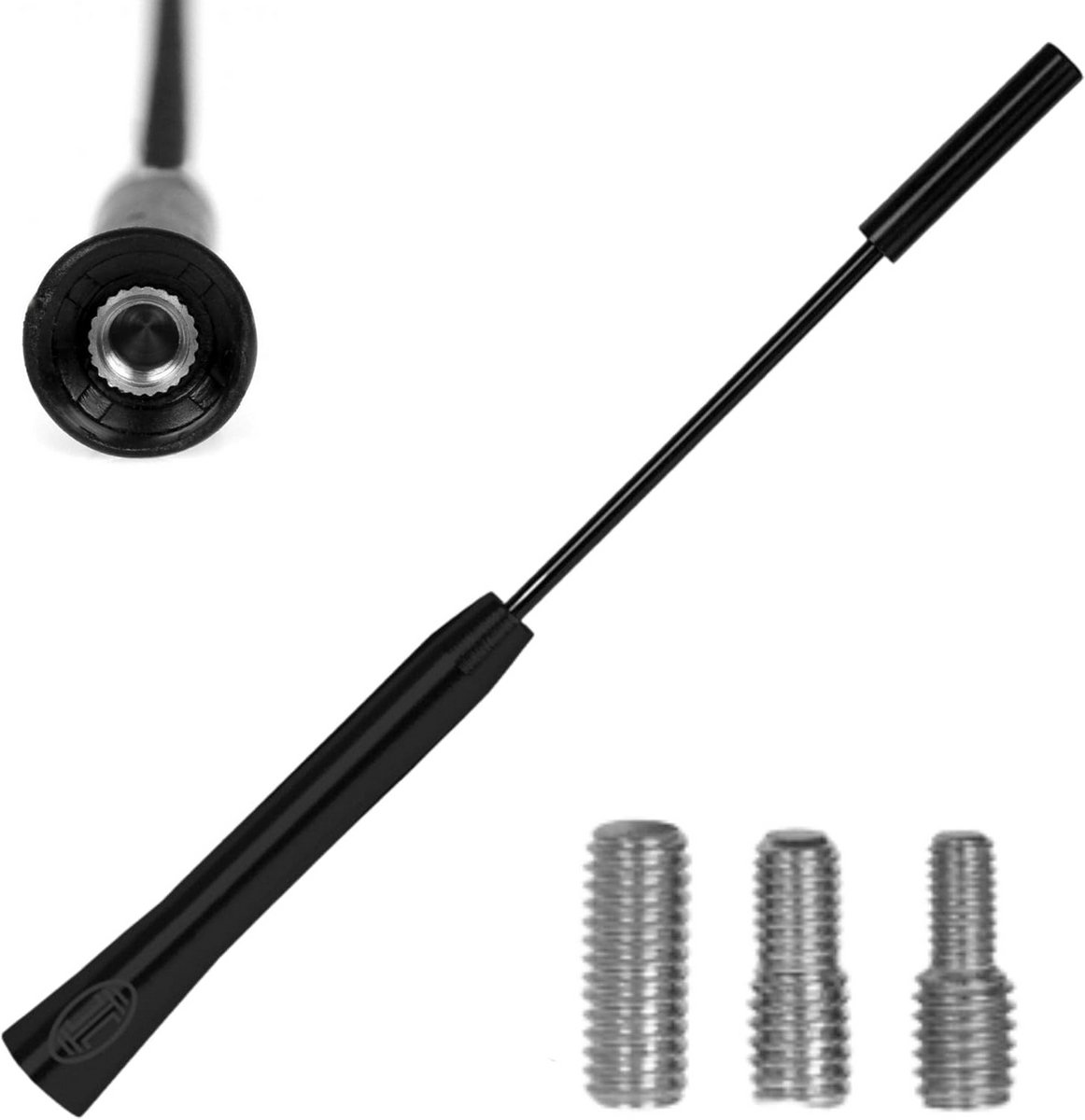 Universele Dakantenne Auto Kort 16,5 cm AM/FM - Zwart Mast Inclusief 3 Adapters