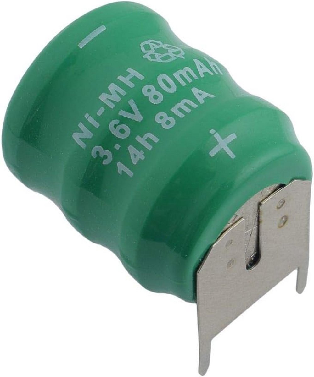 Oplaadbare Ni-MH Batterij 3.6V 80mAh voor Printplaat Montage