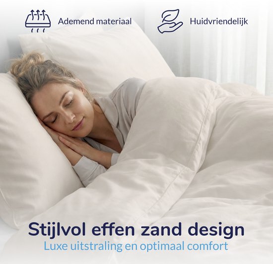Decoware Dekbedovertrek Uni - Zand - Katoen - Inclusief kussensloop - Eenpersoons - 140x220 + 60x70 cm van Merkloos — afbeelding 2