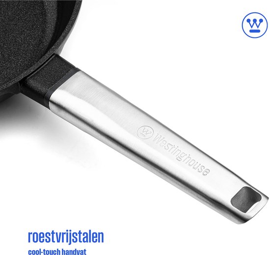Westinghouse Performance Series - Wok Pan Induction - 28 cm - Wok de luxe avec couvercle - Noir - Convient à toutes les sources de chaleur