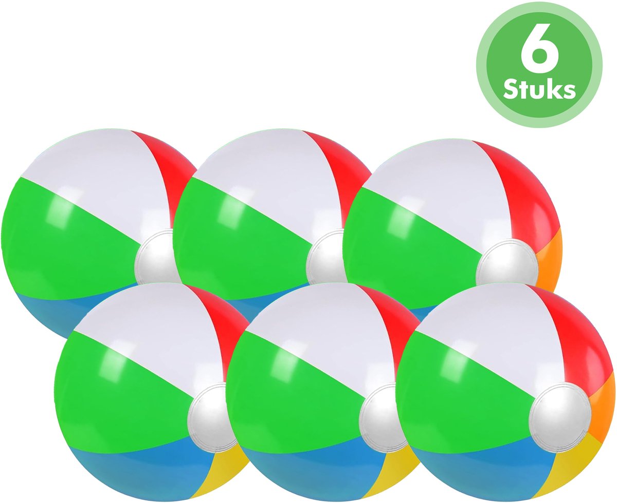Travelhawk Opblaasbare Strandbal - Set van 6 - Opblaasbaar - Strandballen - PVC - Leuk Voor Zwembad - Buitenspeelgoed