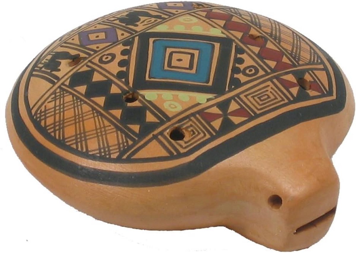 8-Gaten Ocarina uit Peru met Kleurrijk Design