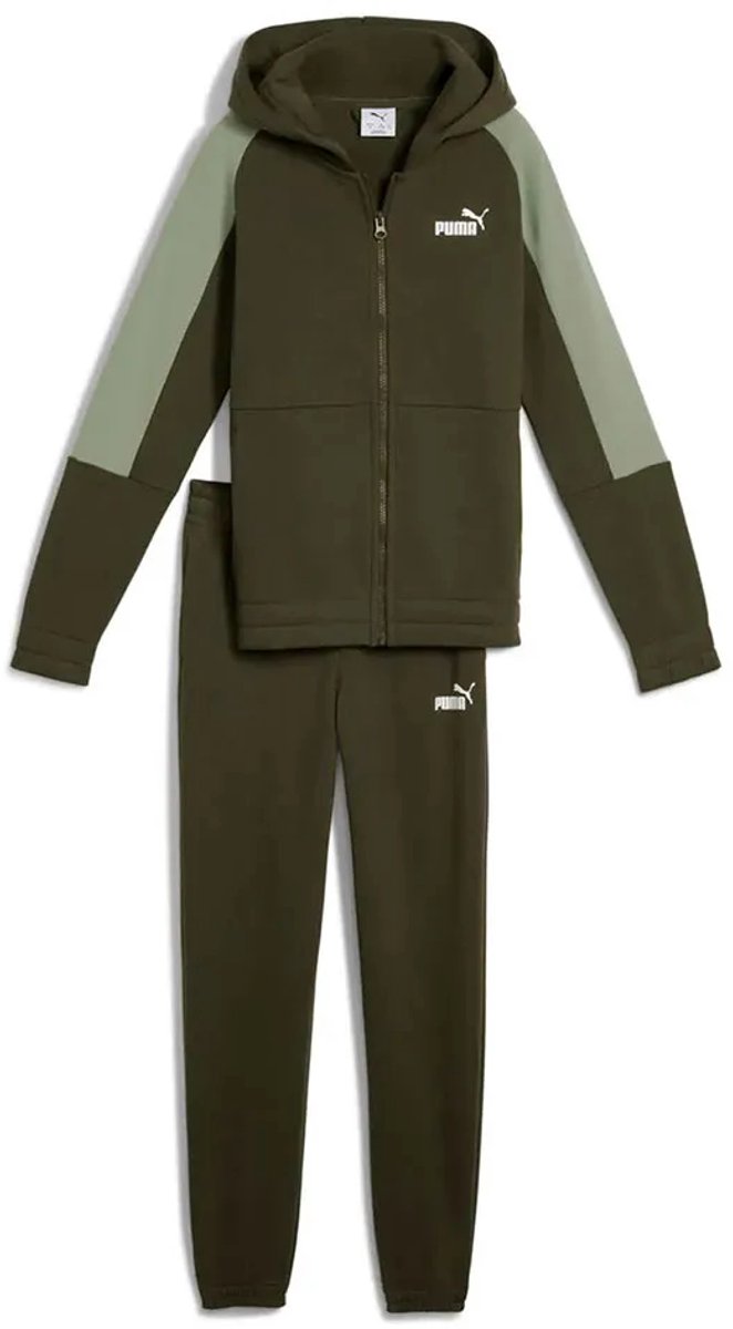 Puma Ess Block Trainingspak 9-10 Years Jongens Olijf