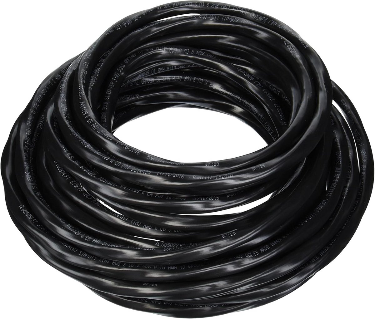50ft 8/3 NM-B Circuitsnoer Zwart Vast Koperdraad
