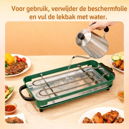 Multifunctionele Bakplaat met Verstelbare Thermostaat-Antiaan bakplaat en Metalen BBQ--Elektrische Grillplaat-Rooster - 46×22 cm — afbeelding 4
