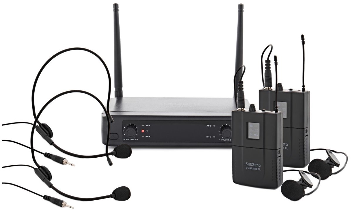 SubZero VOXLINK Dubbel Lavalier en Headset Draadloos Microfoonsysteem