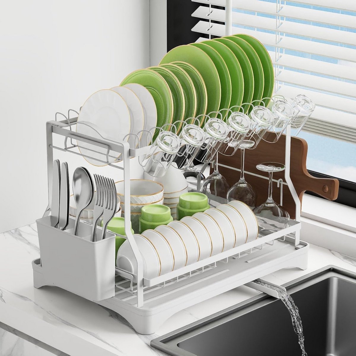 Afruiprek 2-laags voor aanrecht met automatische waterafvoer