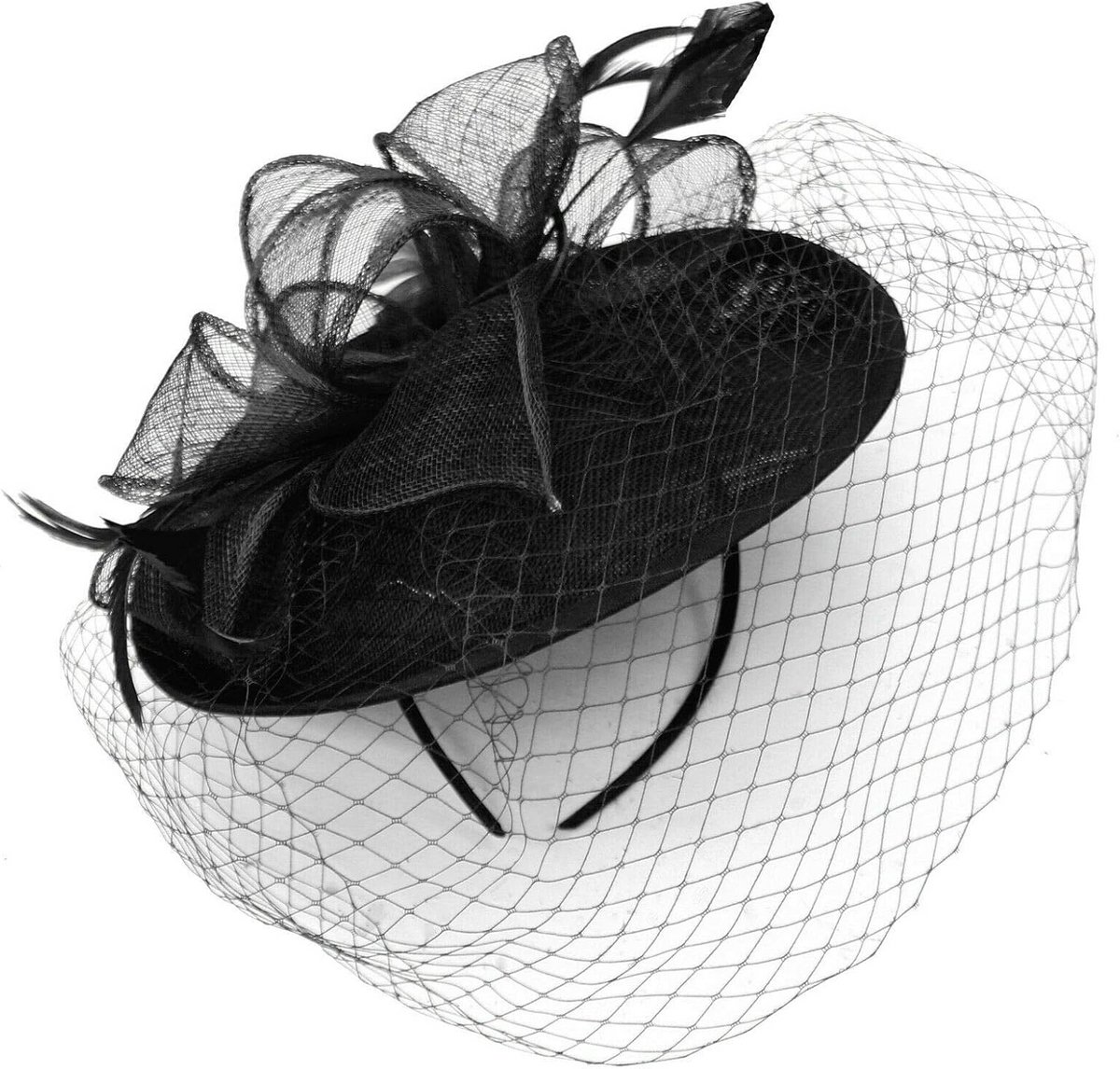 Elegante Hoofdband Fascinator met Veil voor Bruiloft, Feest of Ascot