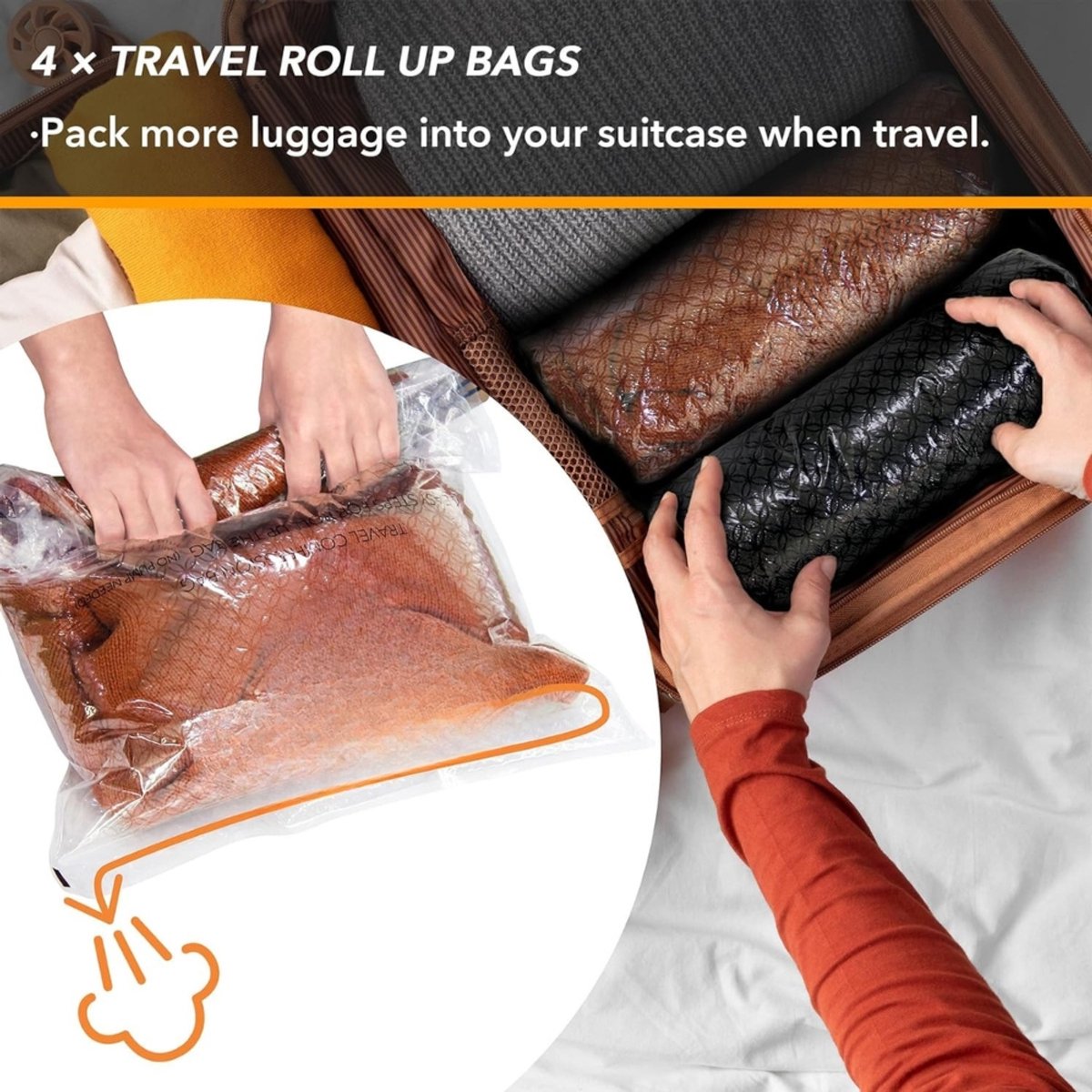 Famanu 20 stuks vacuüm opbergzakken - ruimtebesparende sealer-compressiezakken voor dekbedden - dekens - kussens - beddengoed - kleding (4 jumbo/4 groot/4 medium/4 klein/4 rollen)