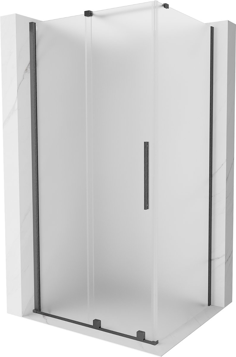 Mexen Velar schuifbare douchecabine 130 x 100 , ijs, geborsteld gun gray - 871-130-100-31-66