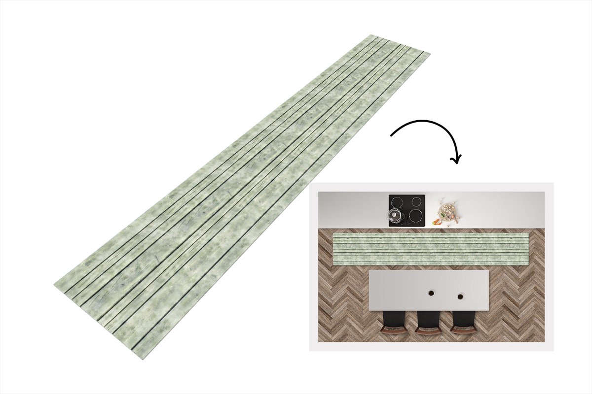 KitchenYeah Keukenloper 300x50 cm - Keukenmat vinyl Vintage - Hout - Patronen - Plank - Keukenmatten loper - Keuken vloerkleed tapijt Planken - Vintage