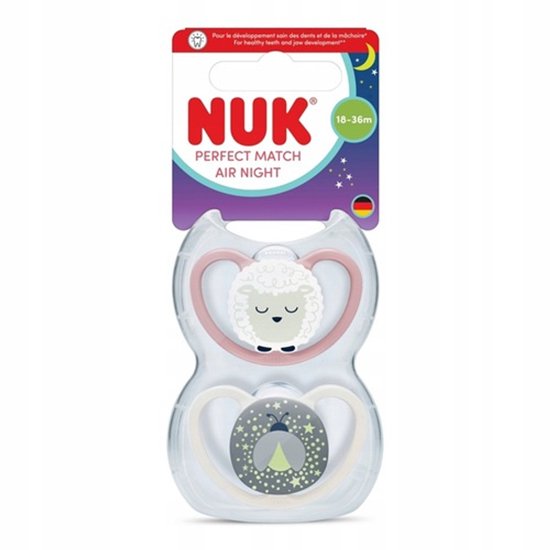 NUK Perfect Match Air Night Fopspeen - Glow in the Dark - 2 Stuks - Siliconen 6-18 maanden van Nuk — afbeelding 3