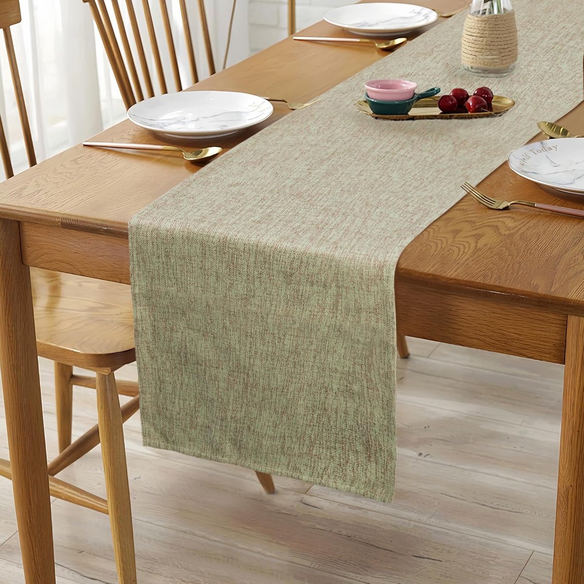 Beige Linnen Rustieke Tafelloper voor Eettafel - 40 x 152 cm