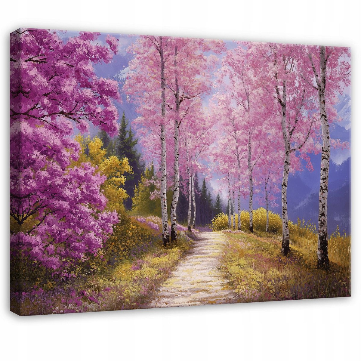 WALLARENA Schilderij op canvas - 100x70 cm - Beeld van een berkenbos natuur landschap - Geschikt voor slaapkamer en woonkamer Veelkleurig