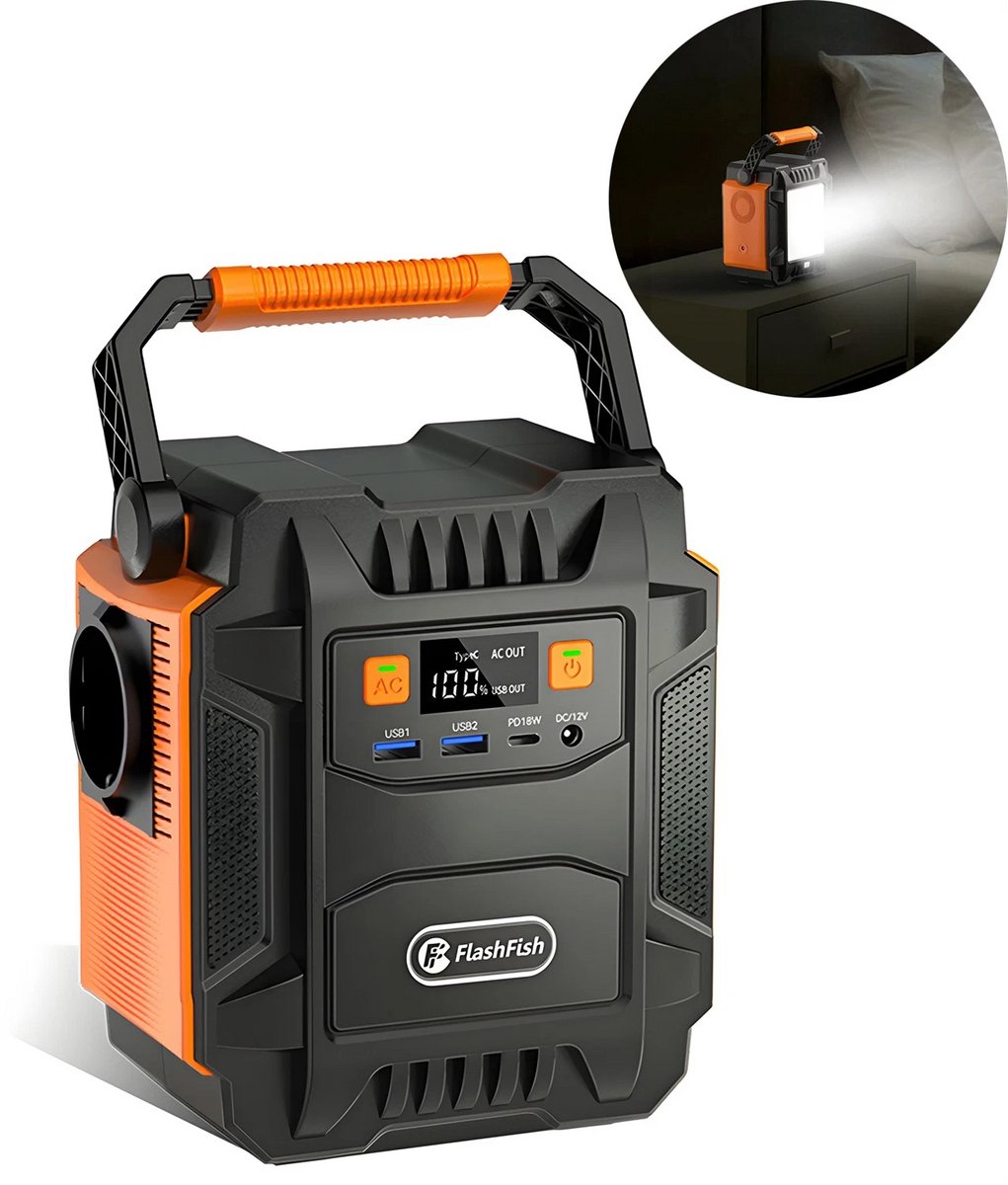 Flashfish A201 200W Powerstation – 172.8Wh Draagbare Accu & Generator – Portable Power Station, Noodstroomvoorziening, Outdoor, Draagbare Powerstation, Aggregaat voor Thuis, Stroomgenerator, Noodaggregaat