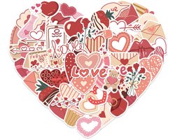 58 Pcs Heart Shaped Love Stickers, Waterproof Vinyl Stickers for Valentine's Day, Wedding, Luggage, Laptop, Gift Letter, Decorations, Stickers